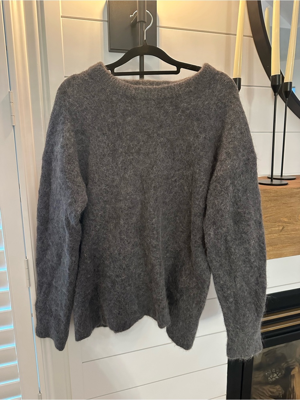 H&M Grey ALPACA WOOL BLEND Fuzzy Crewneck Sweater